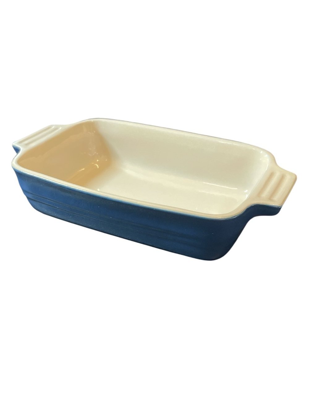 Le Creuset Blue Rectangular Ceramic Baking Dish Small Indigo Casserole 9x5.25”